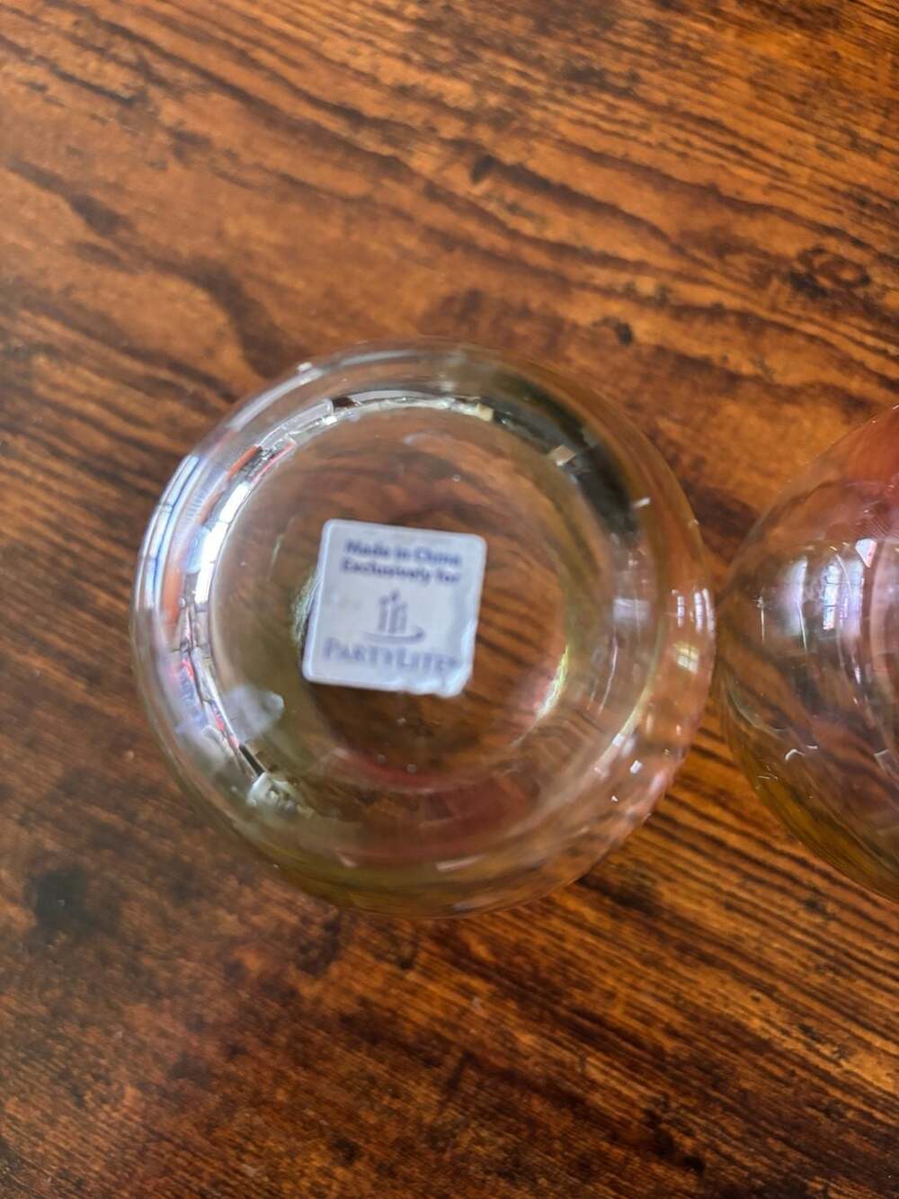 PartyLite Iridescent Stemless Cocktail Votive Glasses, Pink and Green - Picture 3 of 4
